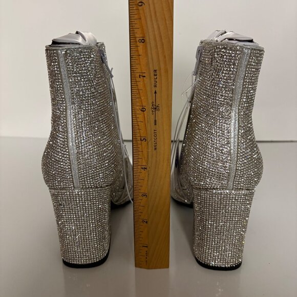 A New Day Silver Rhinestone Ankle Booties Womens Size 6W Chunky Heel Pointed Toe - Picture 4 of 8